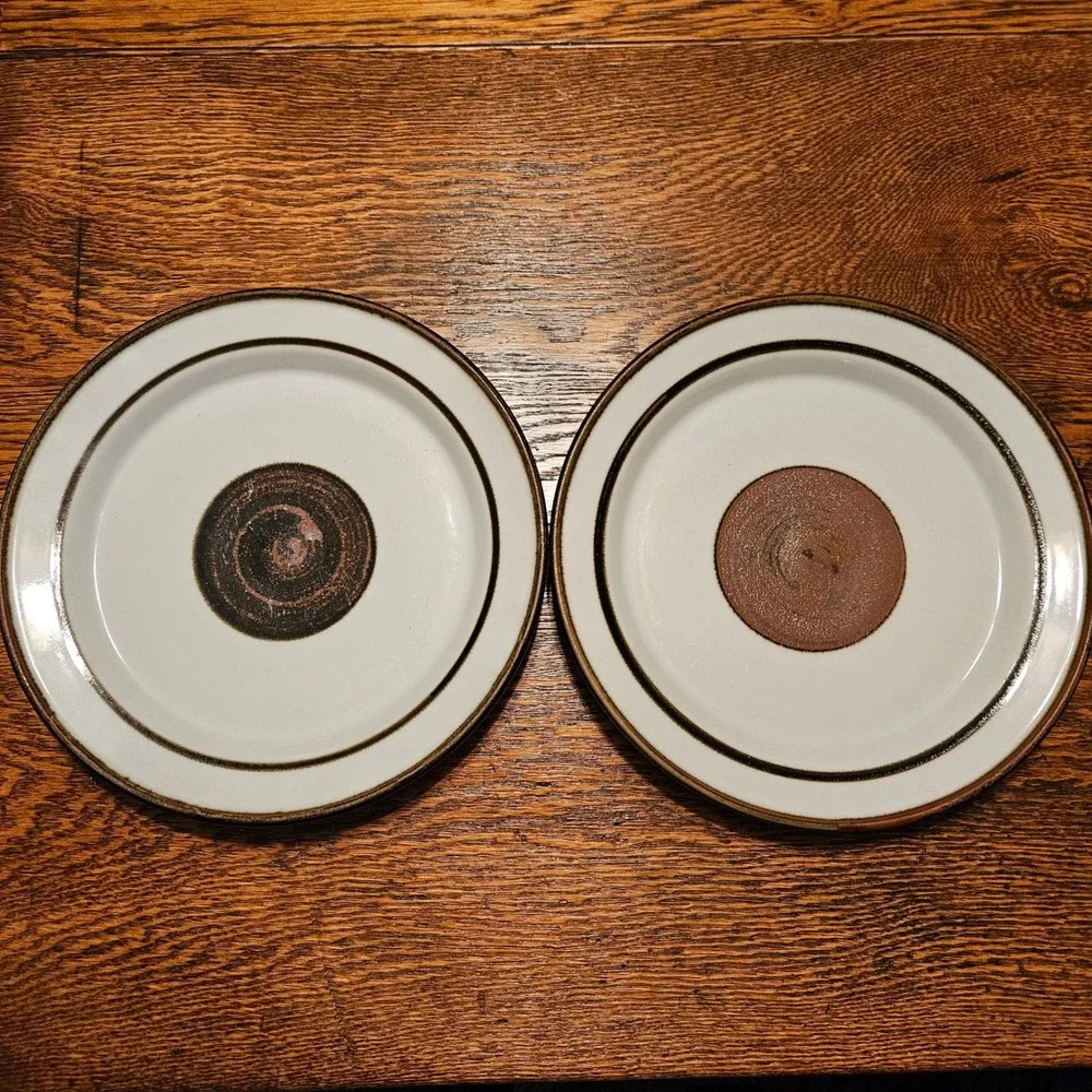 Innovation Brown 100 Stoneware Dinner Plates Set of 2 Japan MCM 10.5 Inch
